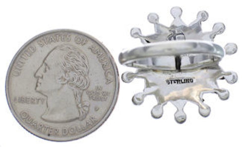 Needlepoint Jewelry Turquoise Silver Ring Size 8-3/4 WX34577